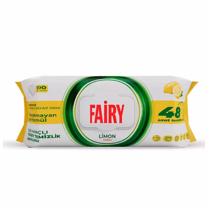 دستمال مرطوب همه کاره فیری با رایحه لیمو بسته 100 عددی
