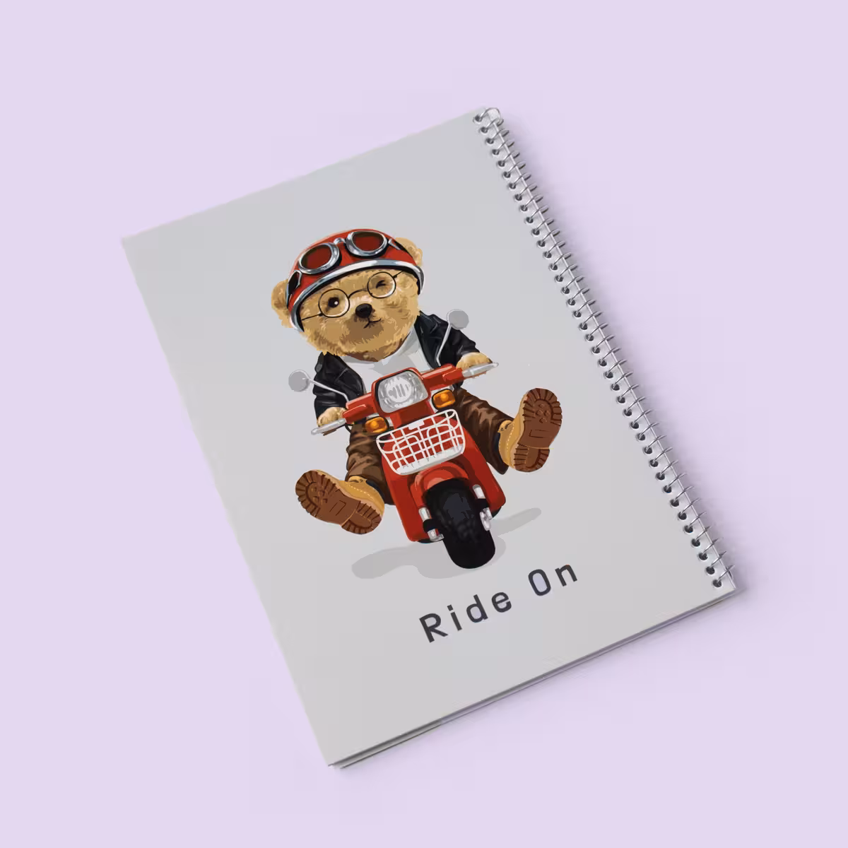 دفتر مدرسه فانتزی خطدار 40 برگ حاشیهدار خرس موتورسوار کیچ بوک (KITSCH BOOK)