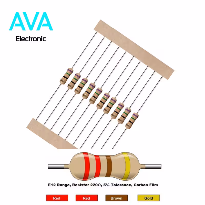 مقاومت 220 اهم 0٫25 وات 5 درصد بسته 50 تایی