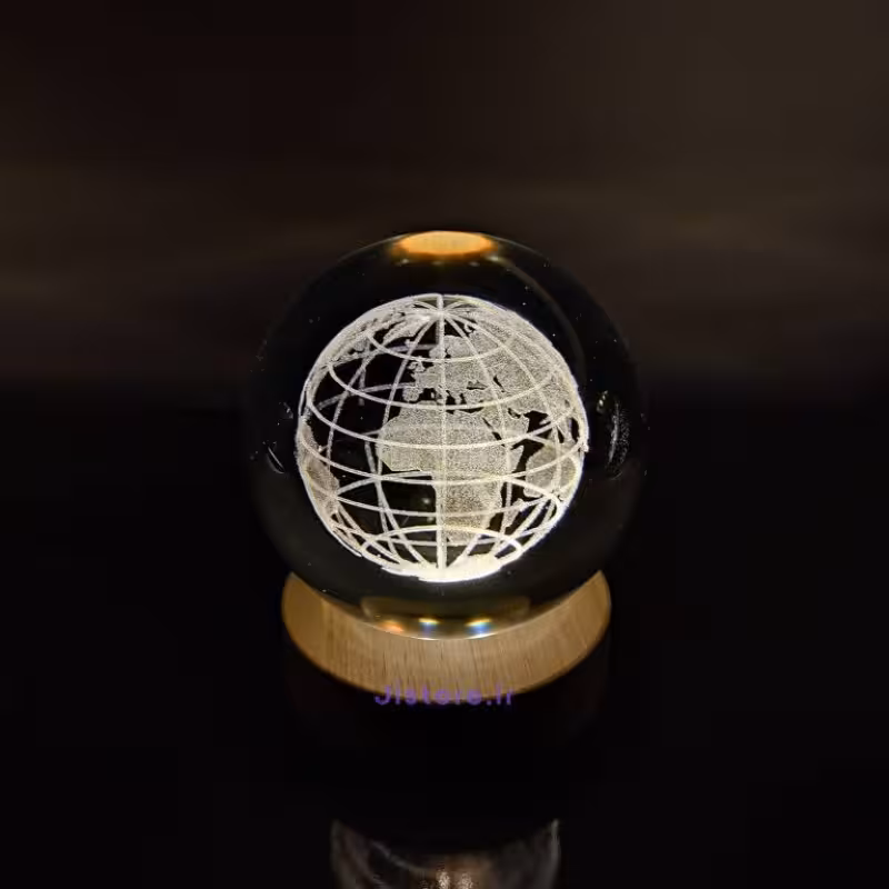 چراغ رومیزی مدل گوی کریستالی چراغدار طرح  کره زمین کد 91071-2K
