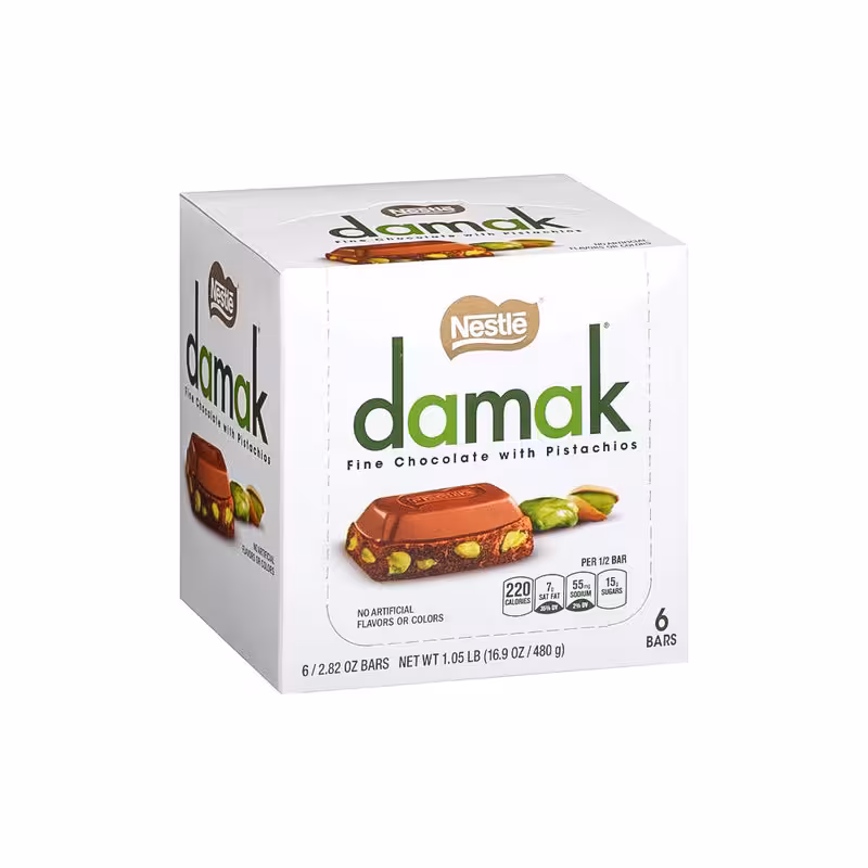 شکلات داماک با مغز پسته نستله - 60 گرم بسته 6 عددی