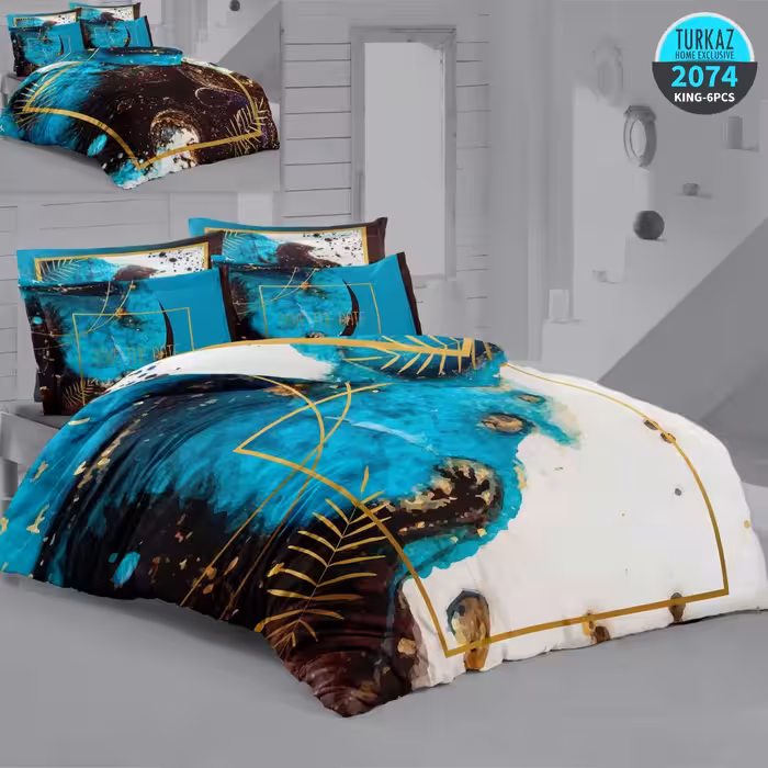 سرویس لحاف روتختی 2 نفره چاپی تنسل برند ترکاز(Turkaz) کد 2074