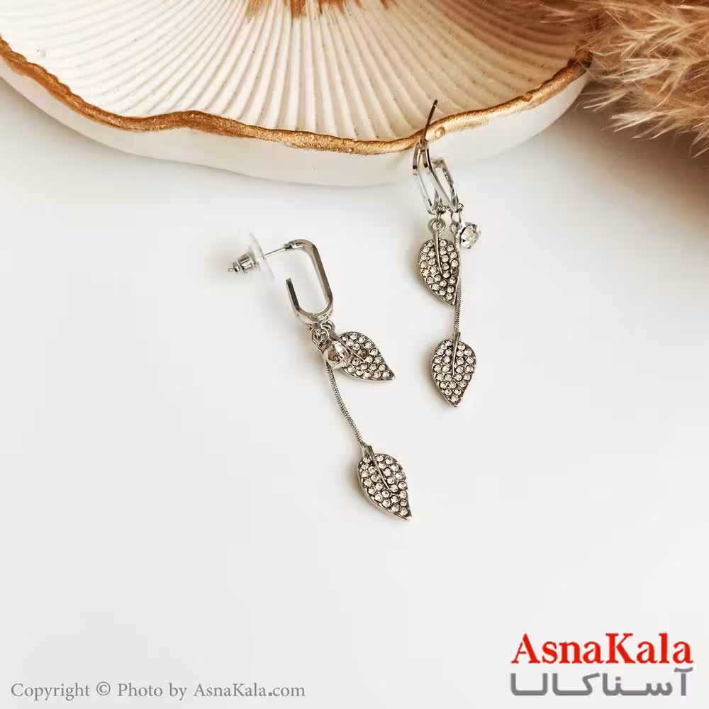 گوشواره جواهری زنانه استیل 316 مدل برگ گل  کد GSH15266W