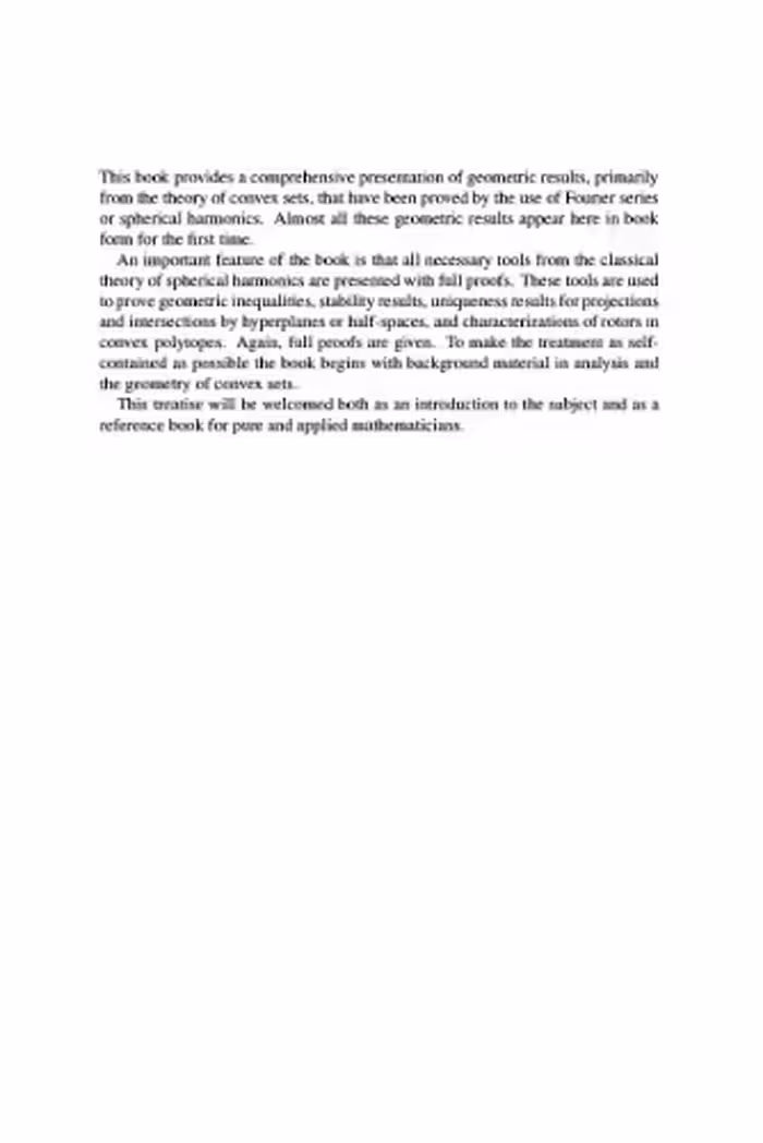 خرید و دانلود نسخه کامل کتاب Geometric Applications of Fourier Series and Spherical Harmonics (Encyclopedia of Mathematics and its Applications)