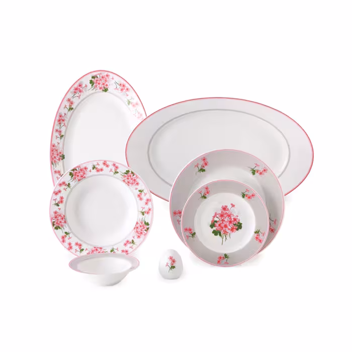 چینی زرین سرویس 6 نفره طرح یاس صورتی