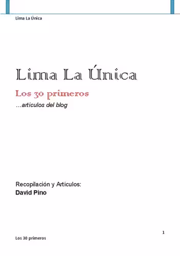 خرید و دانلود نسخه کامل کتاب Lima la única Los 30 primeros artículos del blog