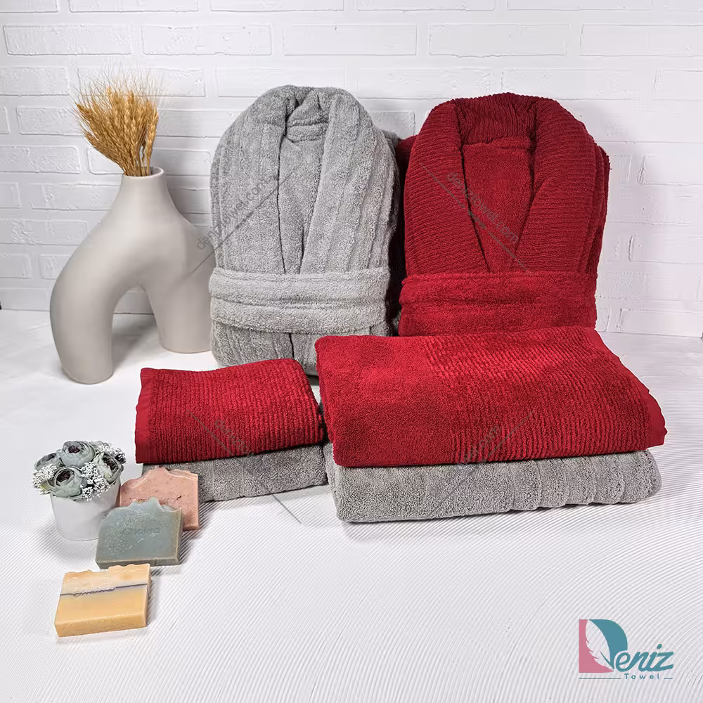 حوله ست دو نفره روویتا رنگ زرشکی و صدری