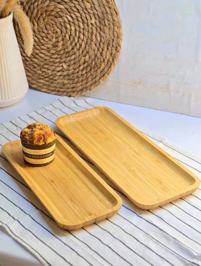 سینی و تخته سرو بامبو طرح مستطیلی