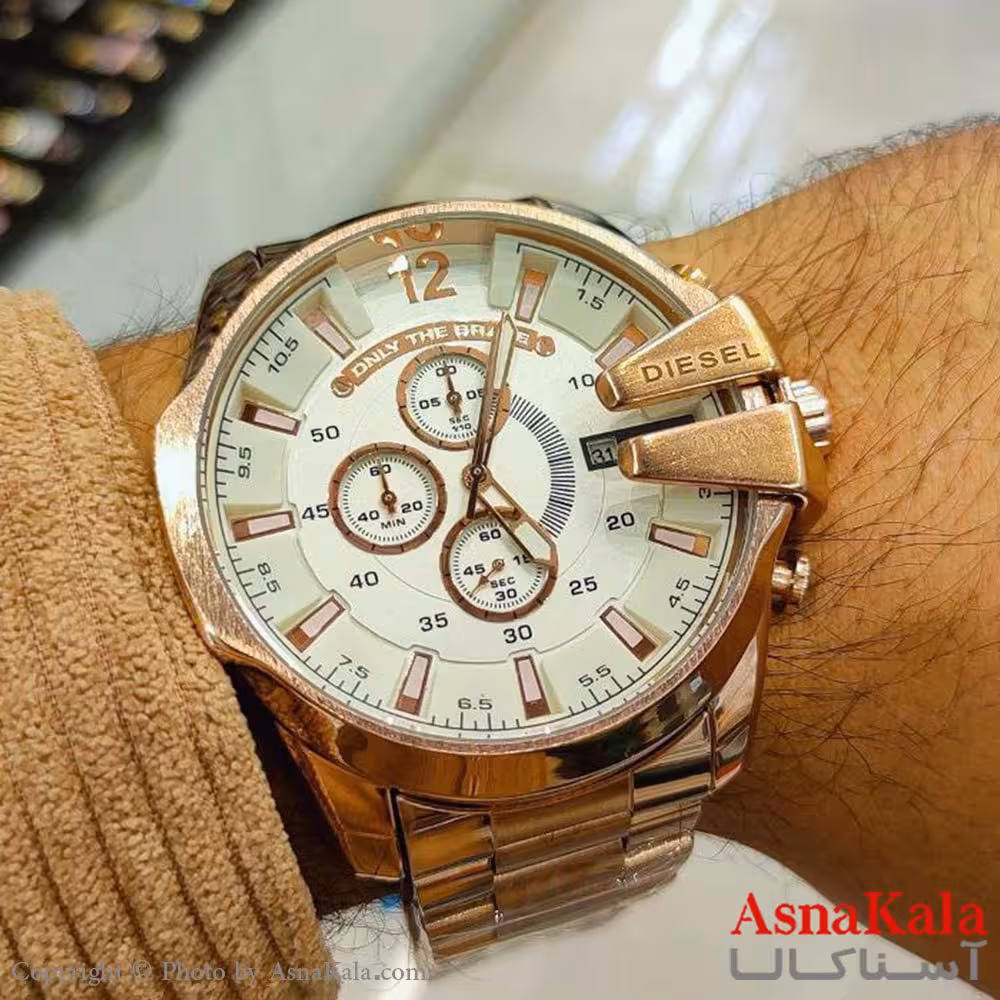 ساعت مچی عقربه ای مردانه دیزل شاخدار با 3موتورفعال و ضدآب و روزشمار کد WTCH11170W