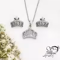 نیمست نقره طرح تاج فول نگین کد 19638