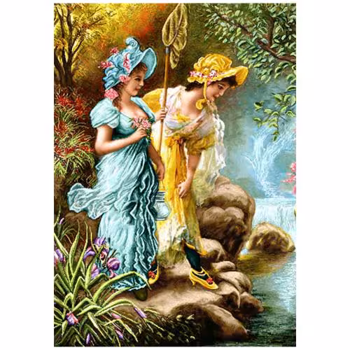 نخ و نقشه فرانسوی طرح دو دختر کد 24254