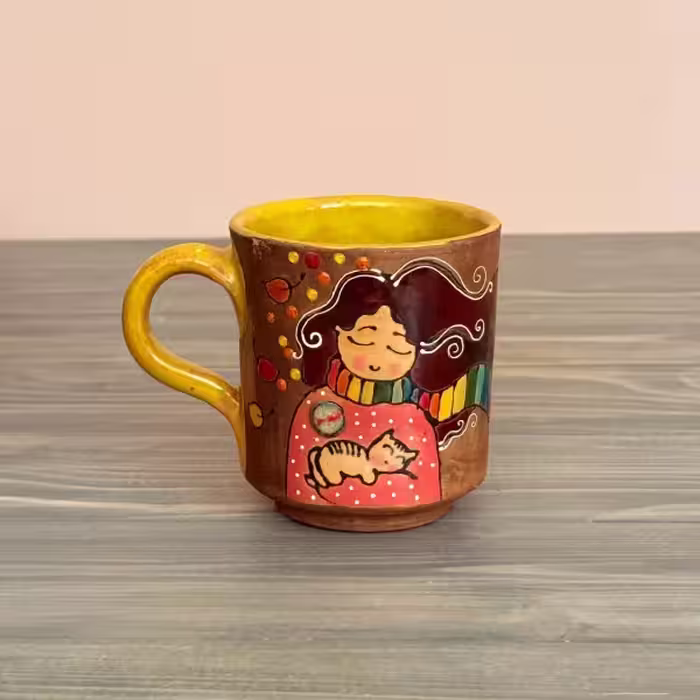 ماگ رنگین گلس طرح پنج
