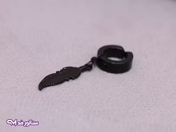 گوشواره کلیپسی طرح پر مشکی G5144