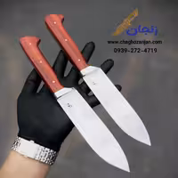 چاقو سلاخی گاوی دستساز استاد هادی فضلی تیغه فولادی دسته پادوک