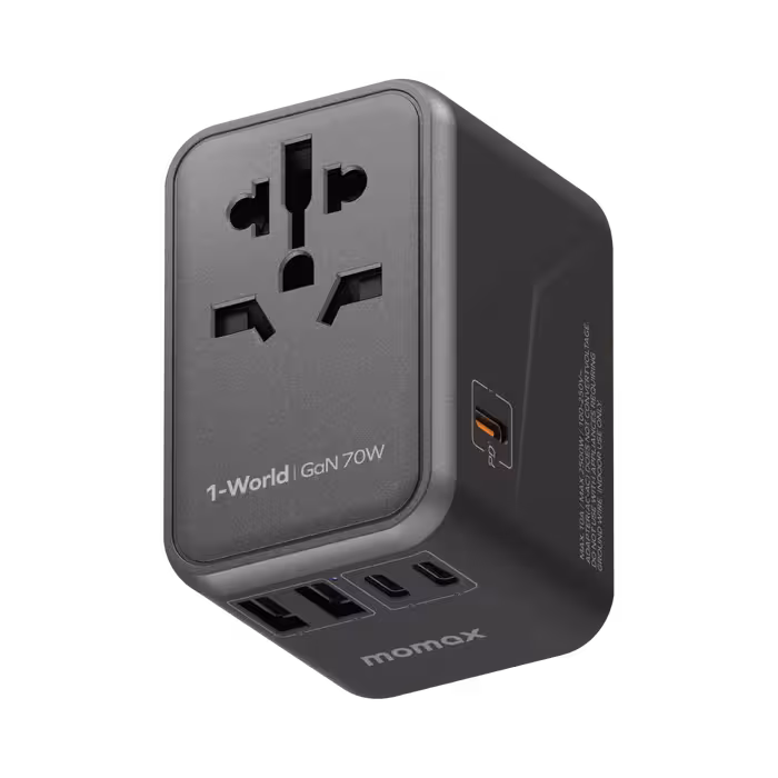 شارژر مسافرتی 5 پورت 1-World | Universal 5-Ports Travel Charger (GaN 70W) مومکس (momax)