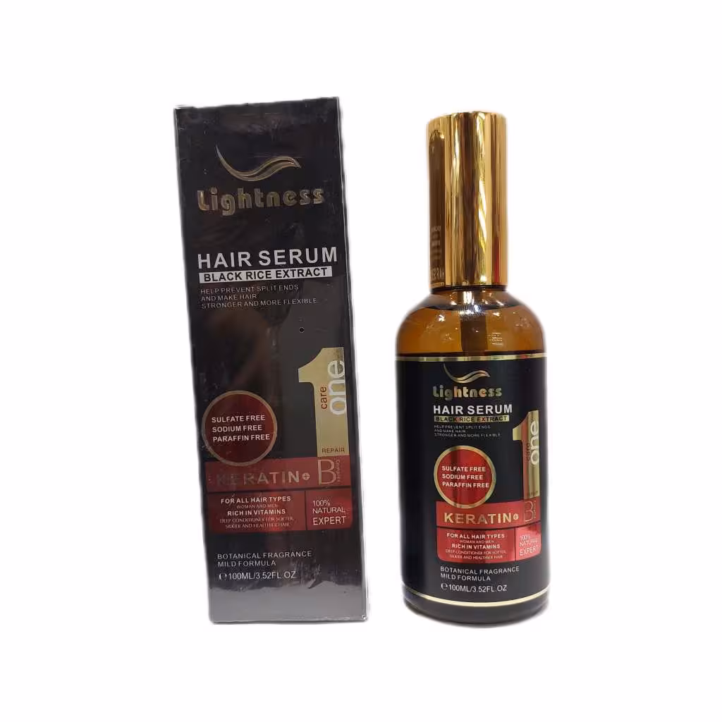 سرم مو برنج سیاه و کراتین بدون سولفات لایتنس حجم 100 میل Lightness Hair Serum Keratin B