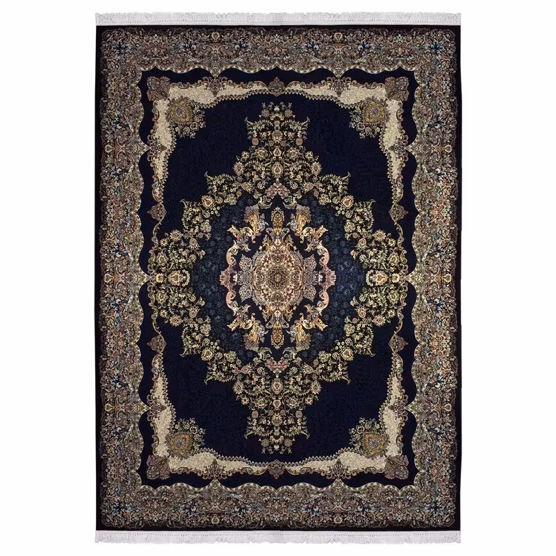 فرش ماشینی پاتریس طرح الماس زمینه سرمه ای 700 شانه