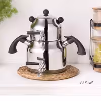 کتری قوری استیل شیر دار 3لیتر دسته باکالیت مشکی ریور کد 2161