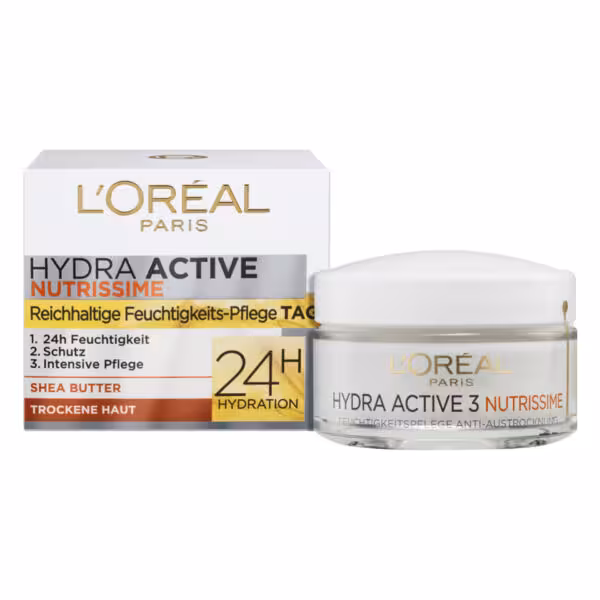 کرم آبرسان و مغذی لورآل   حاوی شی باتر  مدل Hydra Active Nutrissime مناسب پوست خشک و خیلی خشک  حجم 50 میل  ساخت اتریش