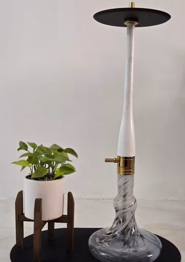 قلیان اکو مدل بیسبالی چوبی سفید (تنگ الوان طرح دار)