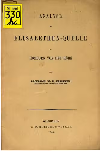 خرید و دانلود نسخه کامل کتاب Analyse der Elisabethen-Quelle zu Homburg vor der Höhe