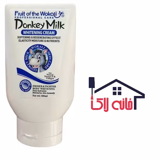 کرم سفید کننده و آبرسان صورت، بدن و نقاط حساس شیر الاغ (خر) وکالی 180 میلی لیتری Donkey Milk Wokali