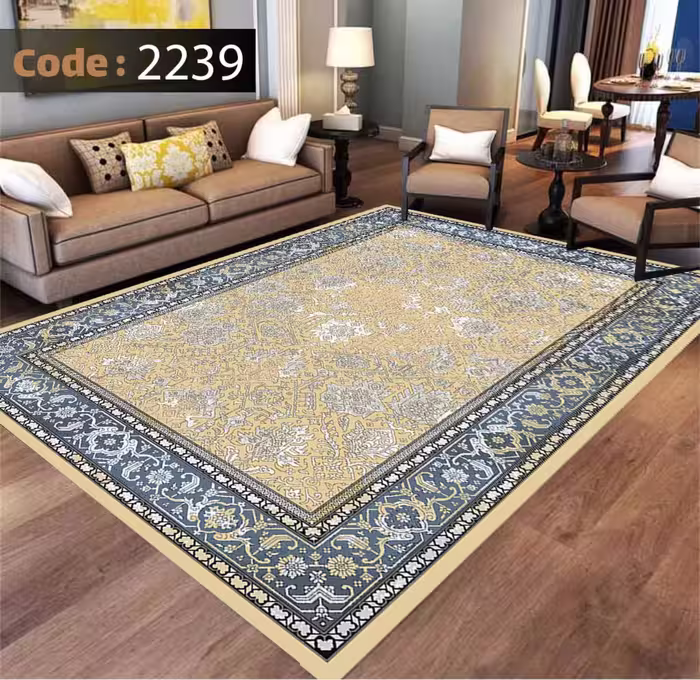 کاورفرش روفرشی دورکشدار گوشه لیفه ای طوسی کرم کد2239