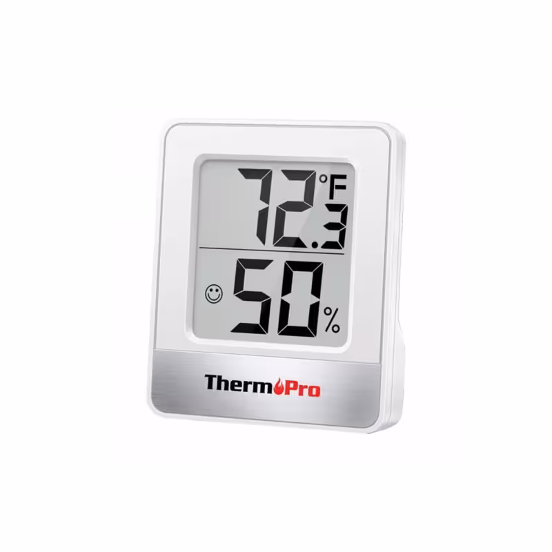 ترمومتر دیجیتال ThermoPro TP49W | اندازه‌گیری دما و رطوبت محیط داخلی | طراحی کوچک و قابل حمل | نمایش سریع و دقیق شرایط محیطی | ابزار کاربردی برای خانه، دفتر و محیط‌های آموزشی
