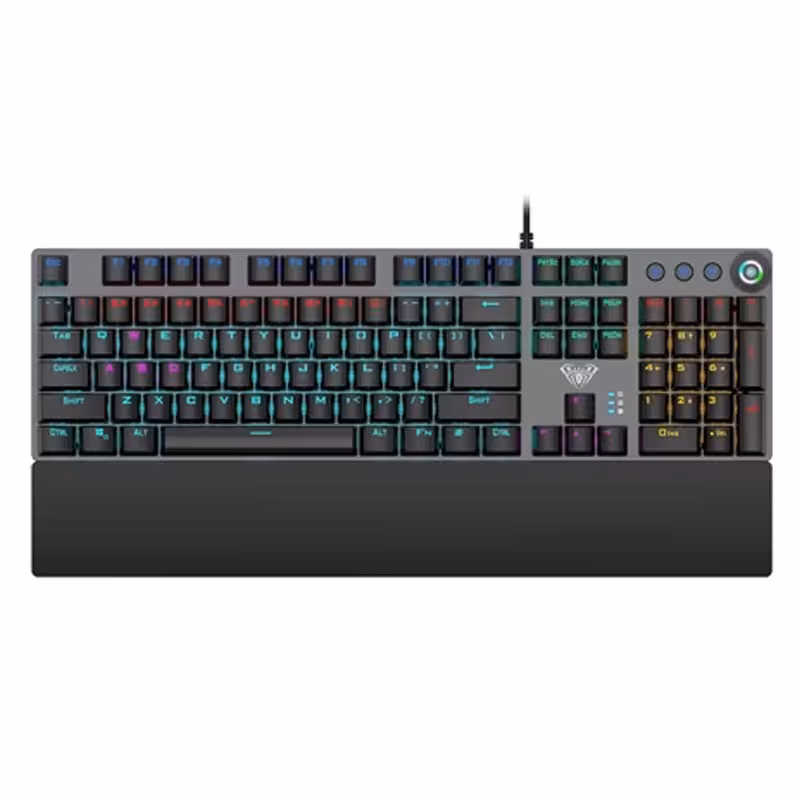 کیبورد گیمینگ آئولا مدل Aula F2058، سوئیچ مکانیکال آبی، Full-size، نورپردازی RGB | کالا مکس