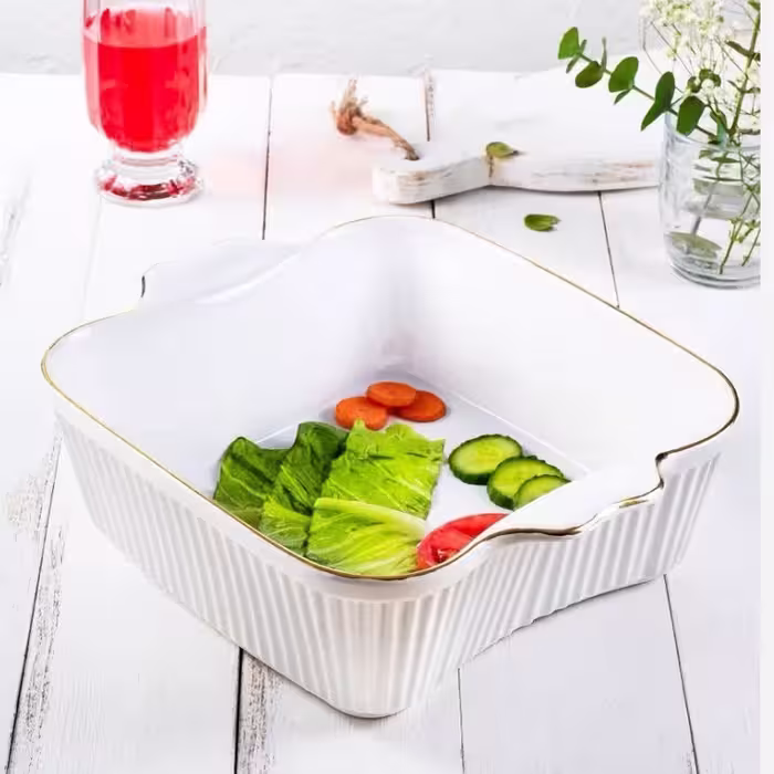 تابه مربع سرامیک لب طلا آماتیس مدل شیاردار بزرگ کد 752 ارسال رایگان