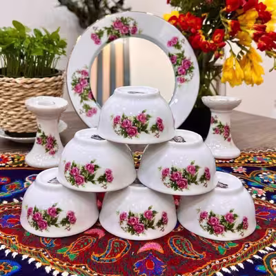 پیاله مدل گلسرخی بسته 6 عددی