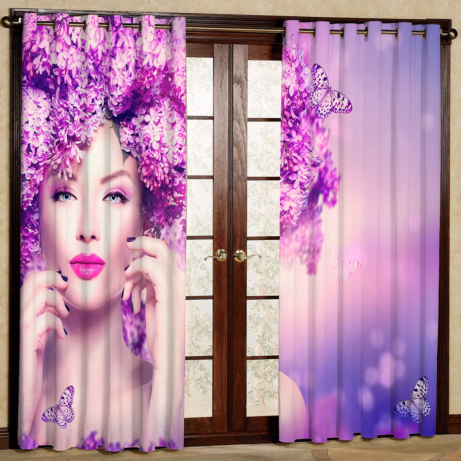  پرده مدل دختر مخمل پانچی کد 797 سایز 140x280 سانتی متر