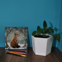 کاشی کارنیلا طرح روباه و زمستان مدل لوحی کد WKB880-2 