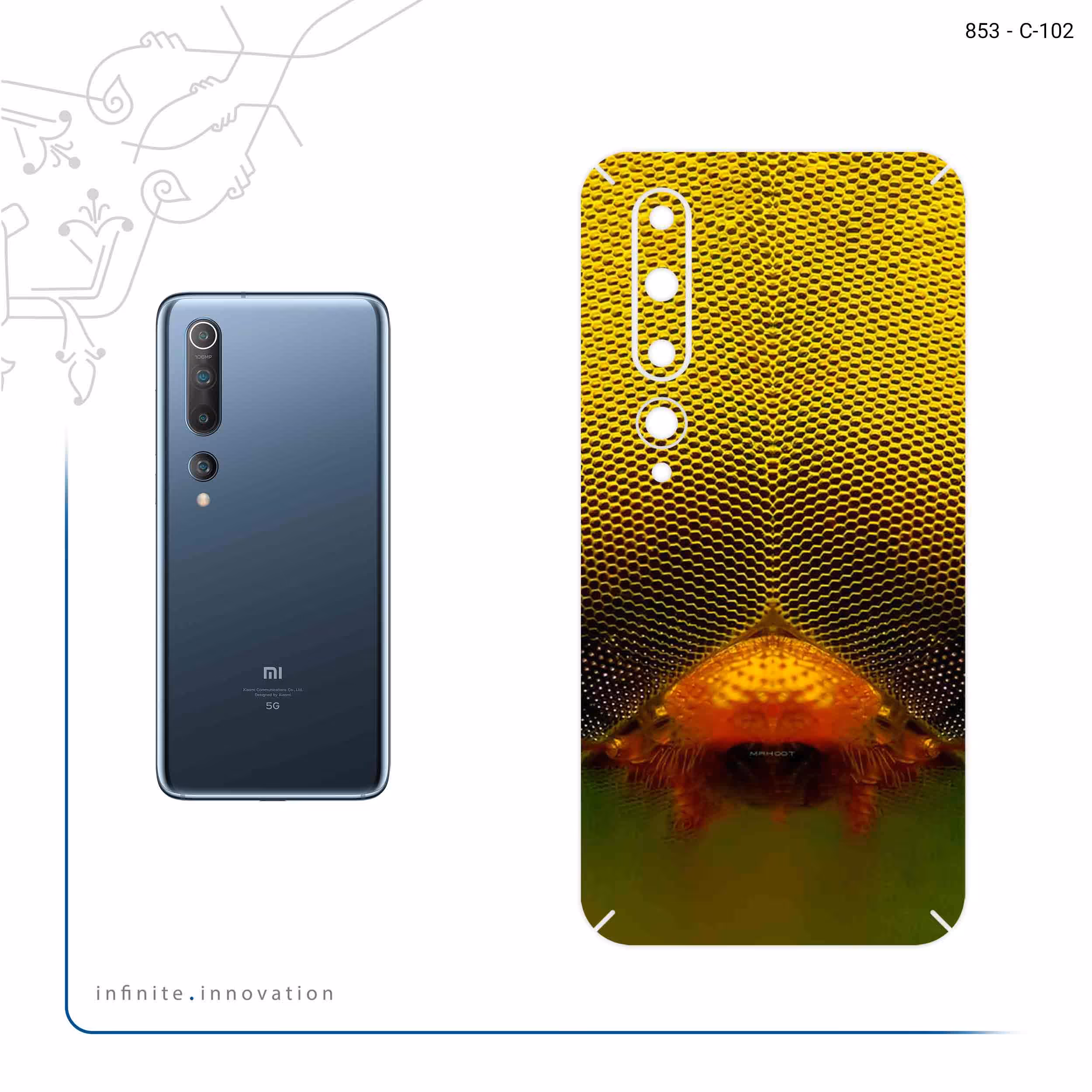 برچسب پوششی ماهوت مدل Bee eyes مناسب برای گوشی موبایل شیائومی Mi 10 5G