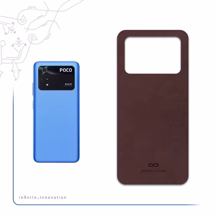 برچسب پوششی ماهوت مدل Matte-Dark-Brown-Leather مناسب برای گوشی موبایل شیائومی Poco M4 Pro 4G