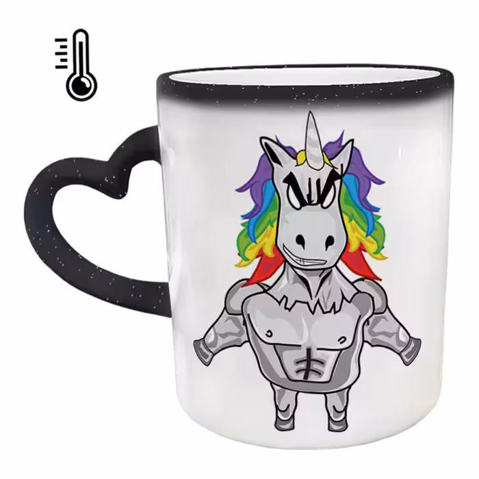 ماگ حرارتی مدل دسته قلبی اکلیلی طرح یونیکورن کد 44