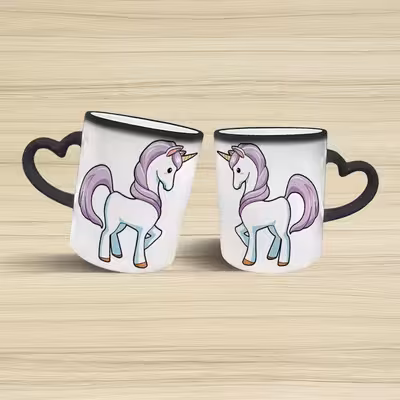 ماگ حرارتی مدل دسته قلبی اکلیلی طرح یونیکورن کد 35