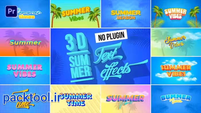 دانلود پروژه آماده پریمیر جلوه های متن سه بعدی 3D Summer Text Effects - پک تول