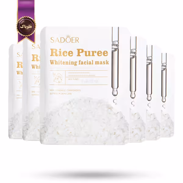 6 عدد ماسک صورت ورقه‌ ای سادور SADOER مدل عصاره برنج Rice Puree پک 1 عددی (اورجینال)