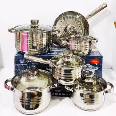 سرویس قابلمه استیل 12 پارچه رویال کویین Queen Royal QR-8878