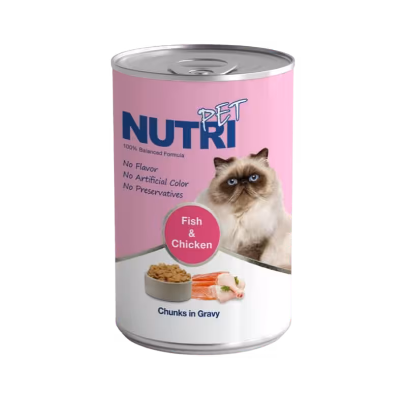 کنسرو گربه با طعم مرغ و ماهی برند Nutri نوتری 425 گرمی