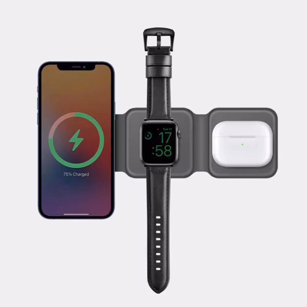 شارژر بی سیم مغناطیسی تاشو بازیک مدل Bazic GoMag Trio 3 in 1 - فروشگاه اسپيگن ایران