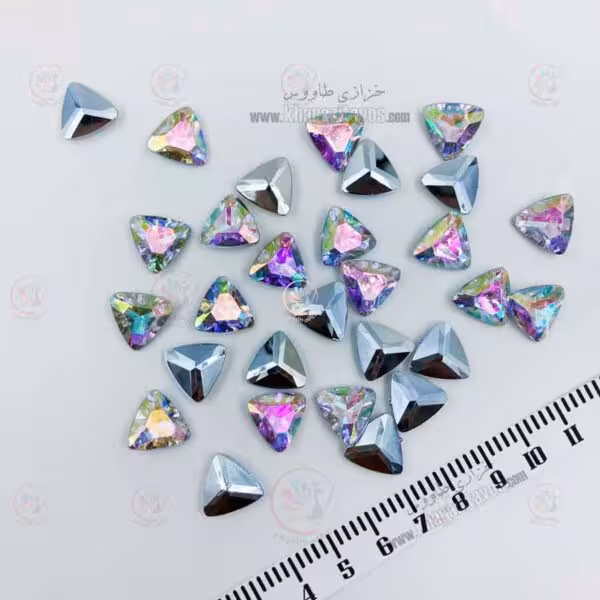 مثلث پلاستیکی پشت دار سایز 14 ( هفت رنگ ) بسته 50 عددی