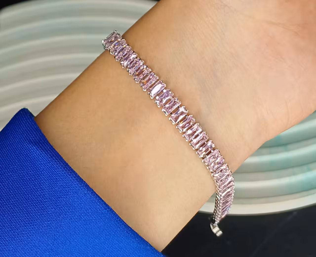 دستبند تنیسی نگین مستطیل