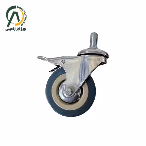 چرخ بیمارستانی وارداتی پیچی گردان ترمزدار قطر 75 میلی متر