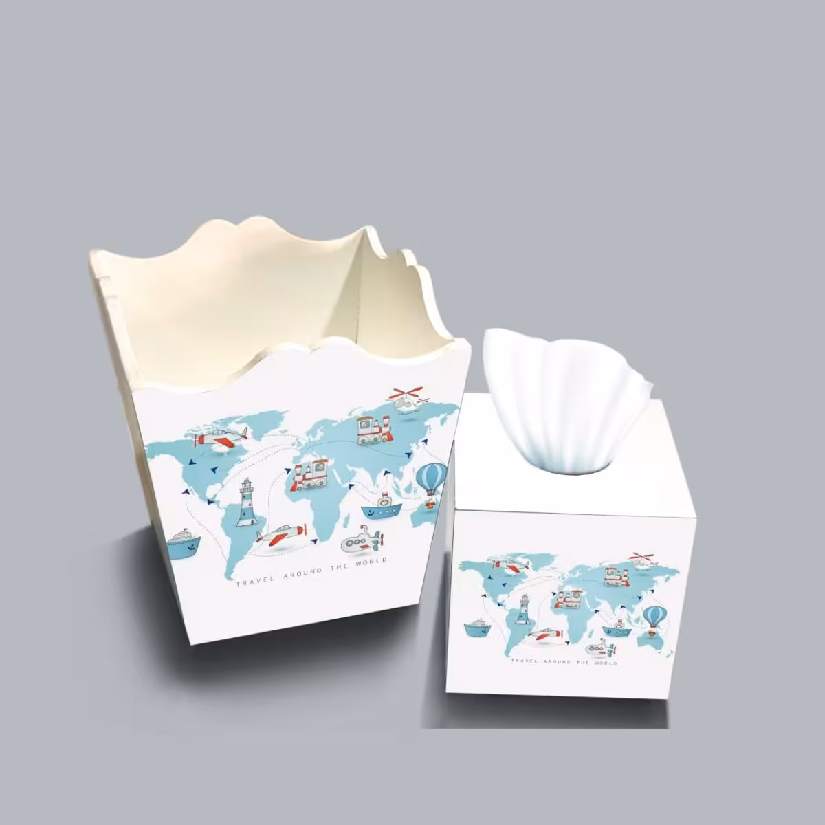ست سطل و جا دستمال چوبی کودک طرح travel کد A3922