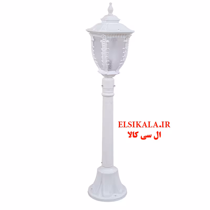 چراغ حیاطی مدل کارن سرلوله مشکی مسی سفید با پایه