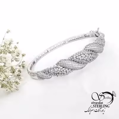 دستبند نقره النگویی ساخت ایتالیا طرح طلا کد 19489