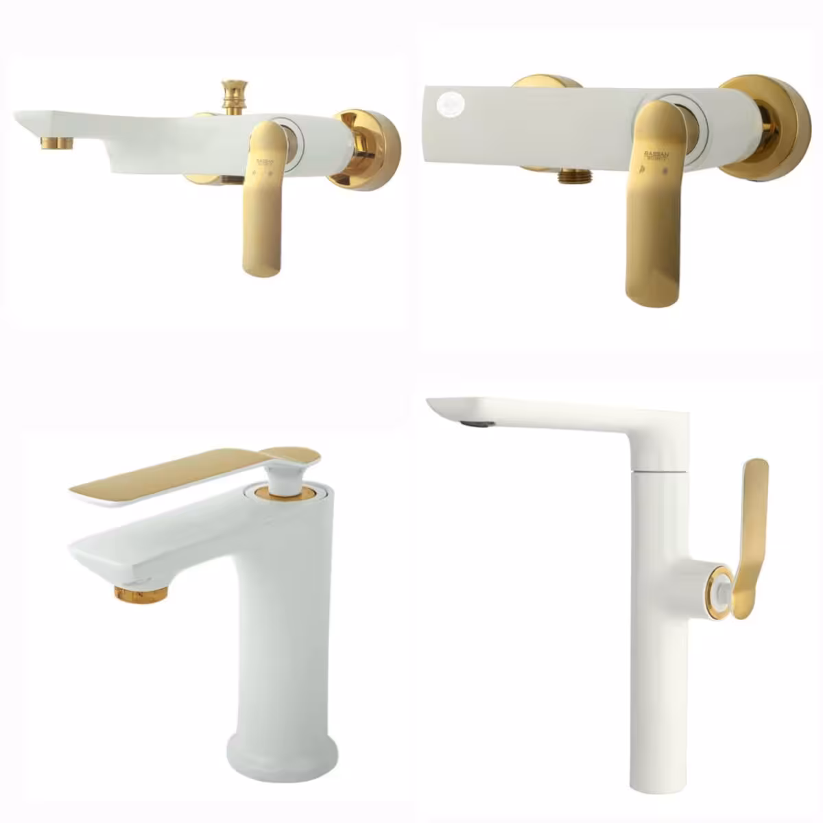 ست چهار تکه شیرآلات راسان مدل آوات شیری طلایی