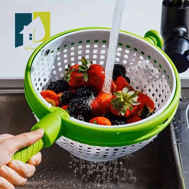 سبد خشک کن سبزی چرخشی دسته تاشو